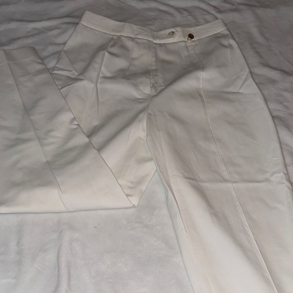 Burberry Cream High-Waist Pleated Chinos